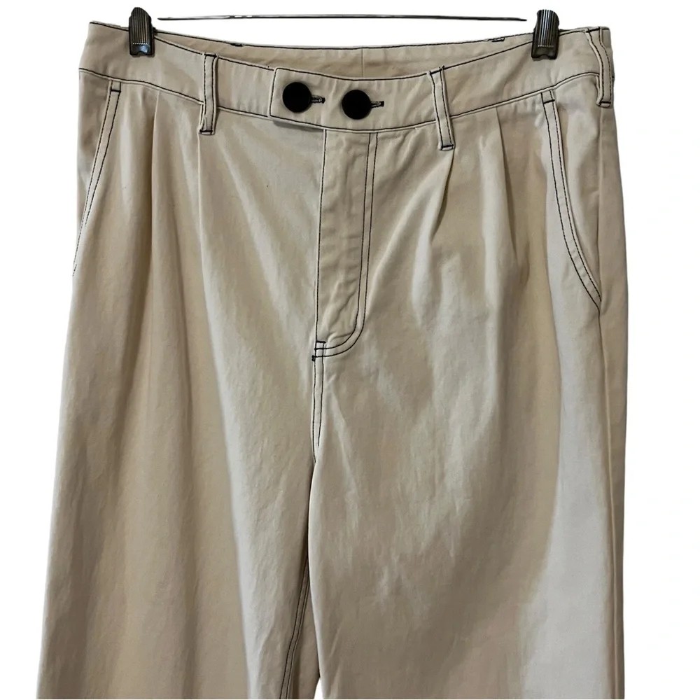 Monrow Wide Leg Pants In Off White Pockets High Rise Women’s M mom pleats - Picture 5 of 14